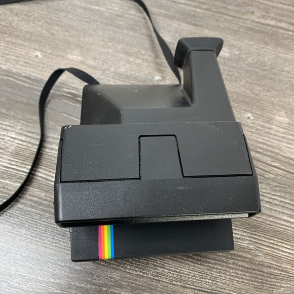 Vintage Polaroid One Step 600 Land Camera Rainbow Stripe w/Strap Black (WORKING) - Picture 4 of 9
